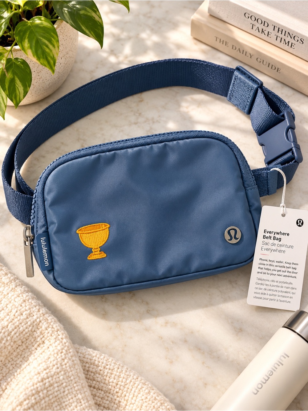 Lululemon Everywhere Belt Bag Blue Yellow Trophy Embroidery NWT